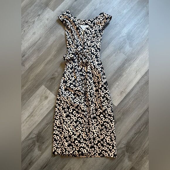 Modcloth Closet London Midi Dress Floral Black Cream US 12 - Picture 7 of 12